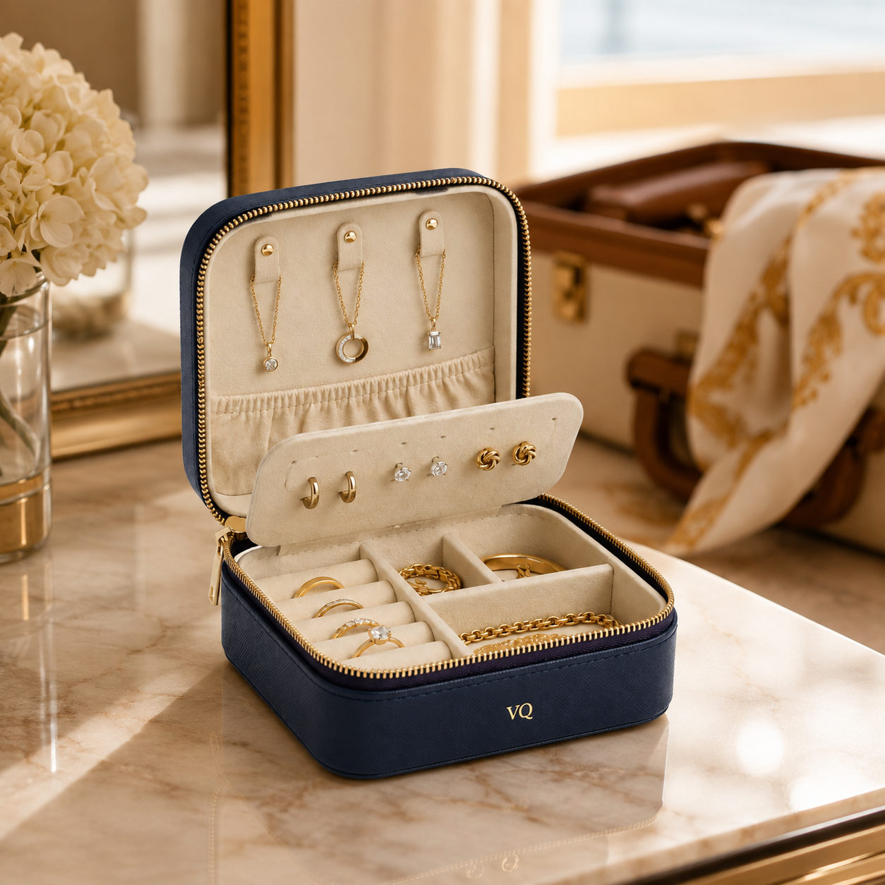 Varenqio Compact Jewelry Case lifestyle