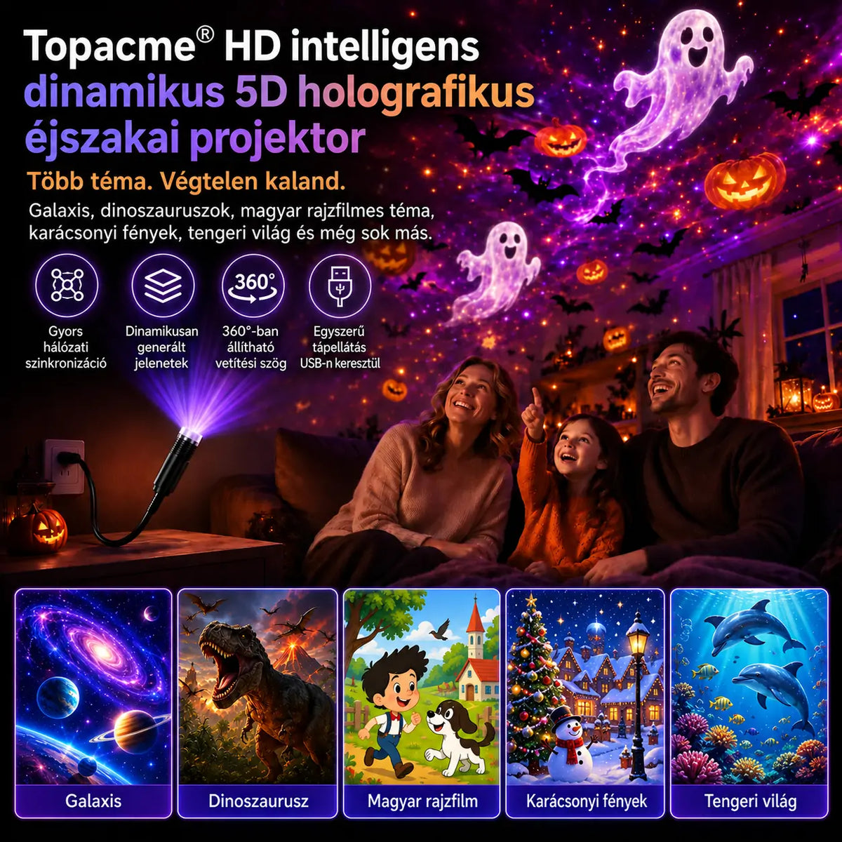 Topacme® éjszakai fényprojektor