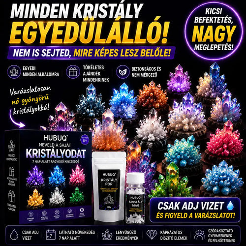 💎 HUBUQ® Luxus Kristály Műhely – Prémium kristálynövesztő por