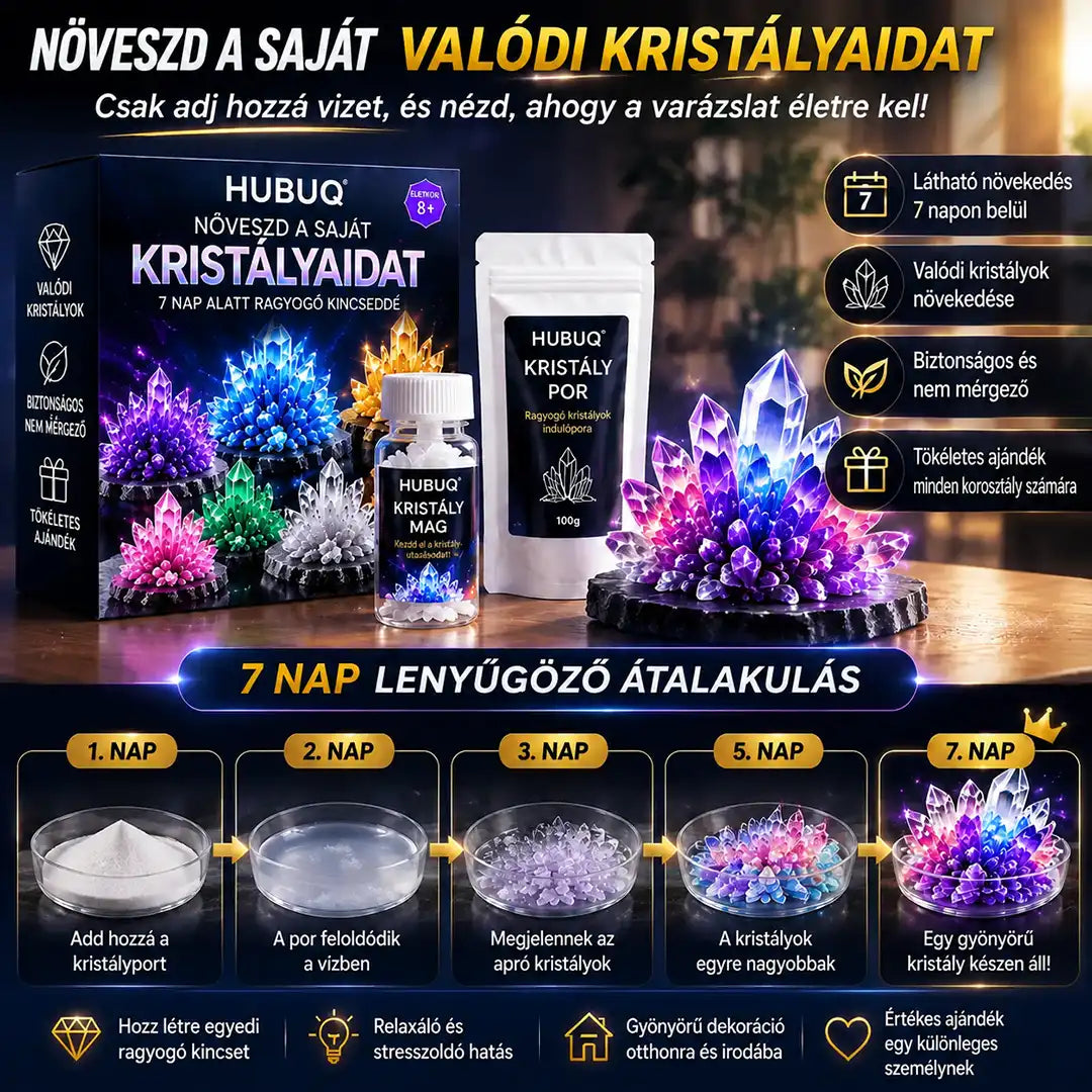 💎 HUBUQ® Luxus Kristály Műhely – Prémium kristálynövesztő por