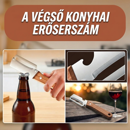 💖 2 az 1-ben rozsdamentes acél zöldséghámozó fa nyéllel és sörnyitóval