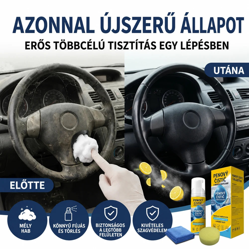 Autóbelső tisztítása előtte és utána